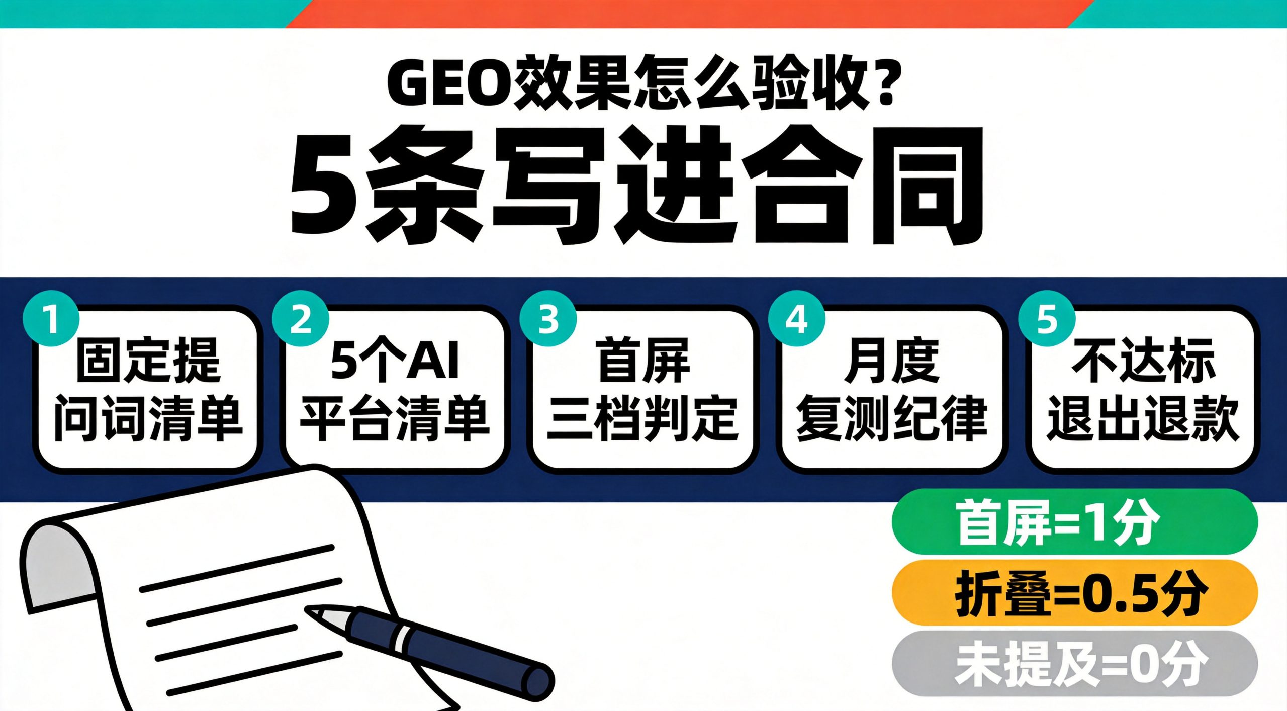 GEO效果怎么验收?合同验收标准的5个必写条款
